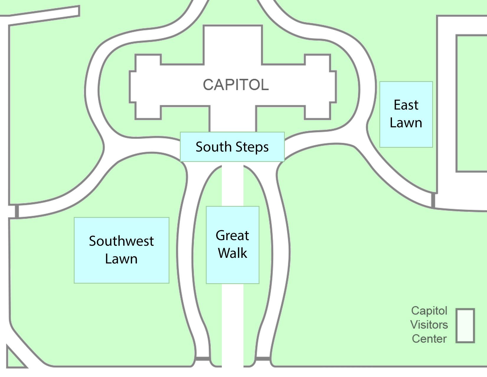 overhead graphic of ground event areas